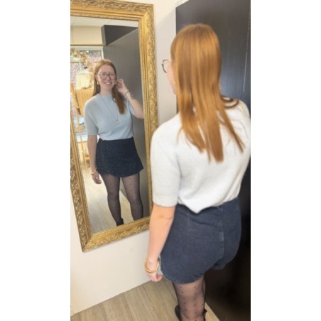 Pull court à manches – Blanc, bleu azur et bleu ciel | Femme | Boutique Melle Jeanne