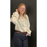 Chemise écru avec volants en dentelle et boutons diamant – Femme | Boutique Melle Jeanne