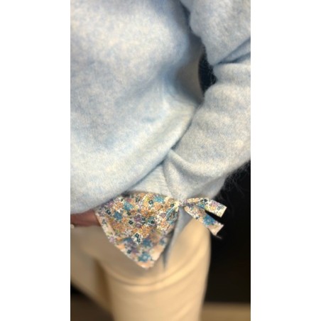 Gilet bleu avec détails fleuris – Femme | Boutique Melle Jeanne