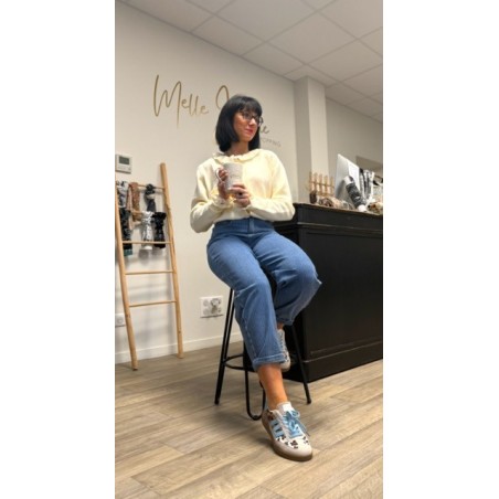 Jean bleu à rayures – Jean femme tendance | Boutique Melle Jeanne