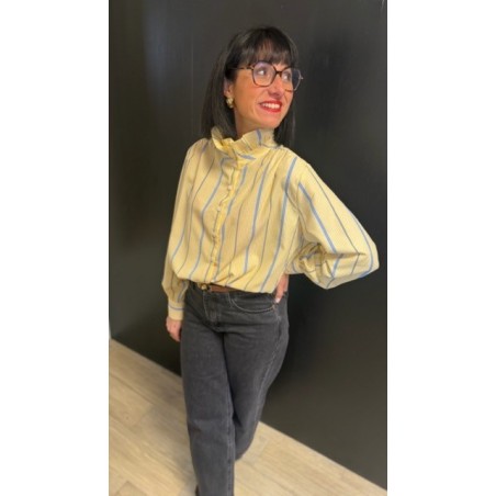 Chemise jaune à rayures bleues – Femme | Boutique Melle Jeanne