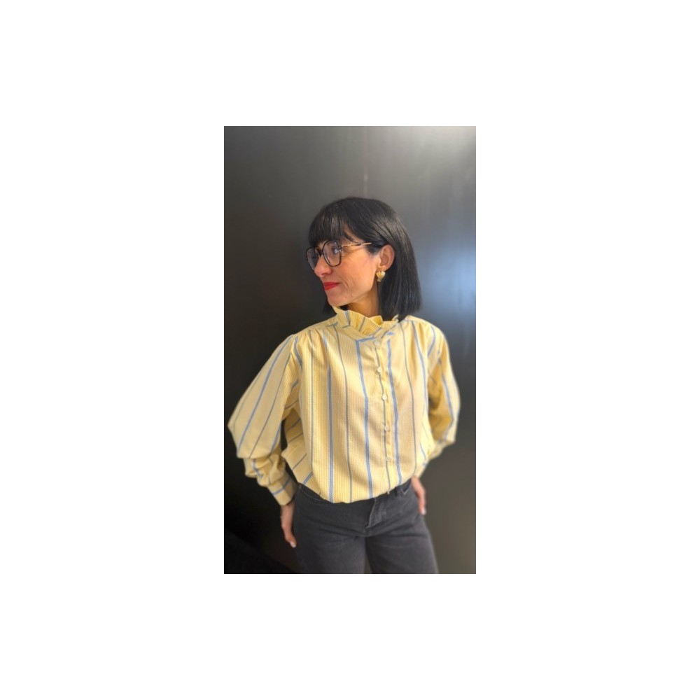 Chemise jaune à rayures bleues – Femme | Boutique Melle Jeanne