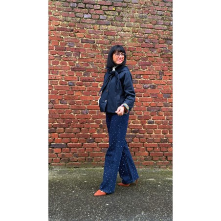 Manteau coupe-vent bleu marine à fleurs – Femme | Boutique Melle Jeanne