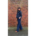 Manteau coupe-vent bleu marine à fleurs – Femme | Boutique Melle Jeanne