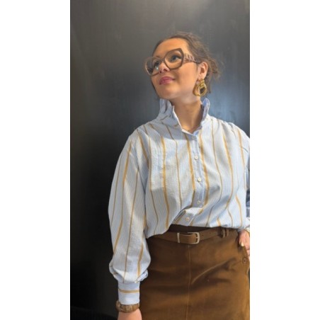 Chemise jaune à rayures bleues – Femme | Boutique Melle Jeanne