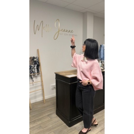 Pull rose col montant manches larges – Pull femme chic & tendance