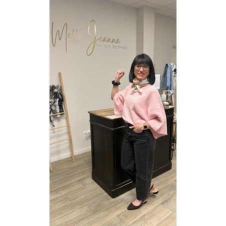 Pull rose col montant manches larges – Pull femme chic & tendance