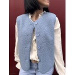 Gilet sans manches moumoute bleu marine ou bleu clair – Chapitre Bleu