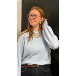 Pull fin doux bleu ou écru avec boutons manches – Femme | Boutique Melle Jeanne