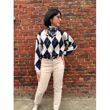 Gilet jacquard bleu et blanc – Femme | Boutique Melle Jeanne