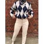 Gilet jacquard bleu et blanc – Femme | Boutique Melle Jeanne