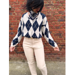 Gilet jacquard bleu et blanc – Femme | Boutique Melle Jeanne