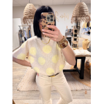 Pull manches courtes à pois jaune ou marron – Femme | Boutique Melle Jeanne