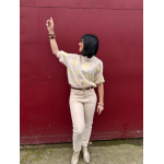 Pull manches courtes à pois jaune ou marron – Femme | Boutique Melle Jeanne