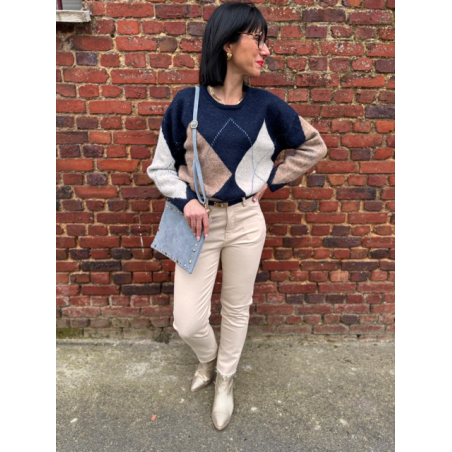 Sac bleu avec clous dorés – Femme | Boutique Melle Jeanne