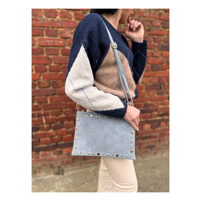 Sac bleu avec clous dorés – Femme | Boutique Melle Jeanne
