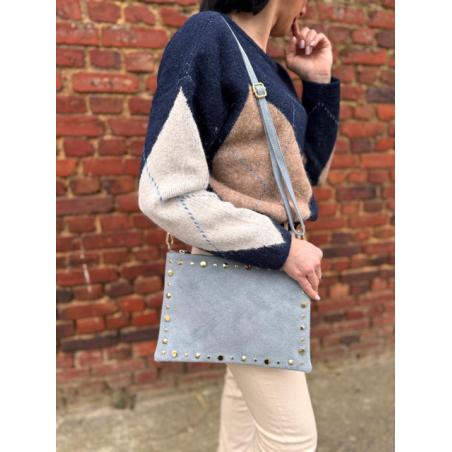 Sac bleu avec clous dorés – Femme | Boutique Melle Jeanne