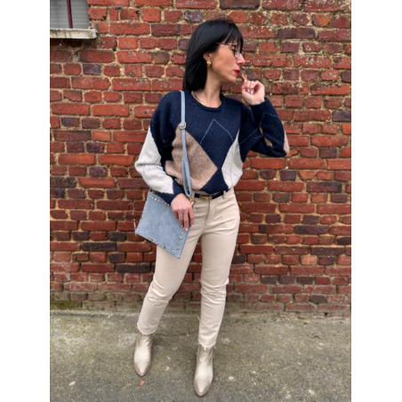 Sac bleu avec clous dorés – Femme | Boutique Melle Jeanne