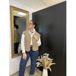 Gilet moumoute sans manches brodé écru ou beige | Melle Jeanne