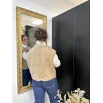 Gilet moumoute sans manches brodé écru ou beige | Melle Jeanne