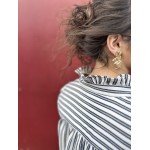 Robe courte droite blanche et bleue col volanté | Melle Jeanne