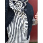 Robe courte droite blanche et bleue col volanté | Melle Jeanne