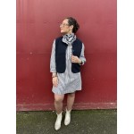 Robe courte droite blanche et bleue col volanté | Melle Jeanne