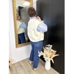 Gilet moumoute sans manches brodé écru ou beige | Melle Jeanne