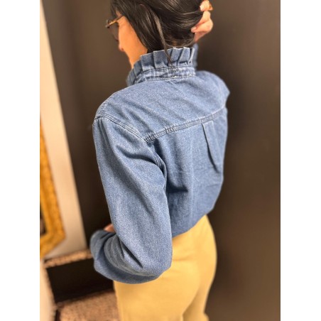 Chemise bleu jean col victorien – Femme | Melle Jeanne