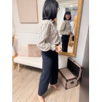 Chemise écru col volanté fleurs bleues – Chemise femme romantique