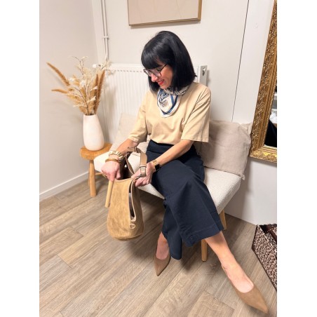 Tee-shirt blanc/bleu marine ou beige – Basique femme | Boutique Melle Jeanne