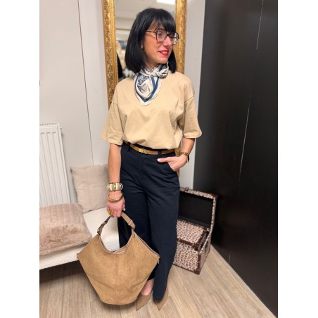 Tee-shirt blanc/bleu marine ou beige – Basique femme | Boutique Melle Jeanne