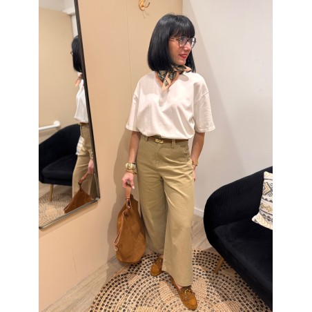 Tee-shirt blanc/bleu marine ou beige – Basique femme | Boutique Melle Jeanne