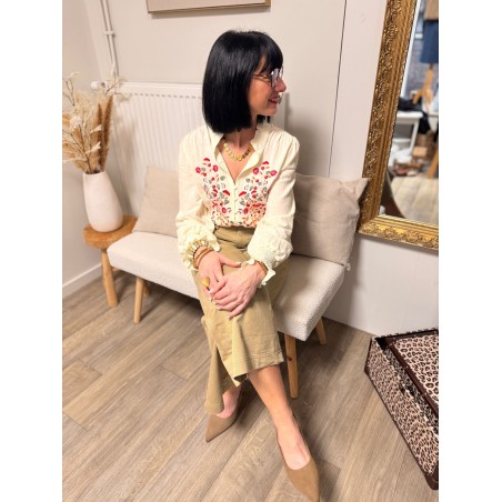 Chemise écru brodée fleurs – Femme | Boutique Melle Jeanne