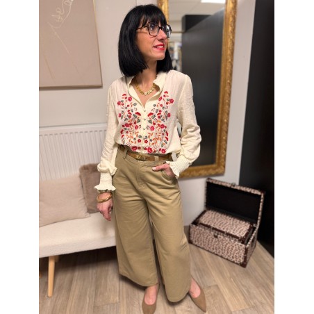 Chemise écru brodée fleurs – Femme | Boutique Melle Jeanne