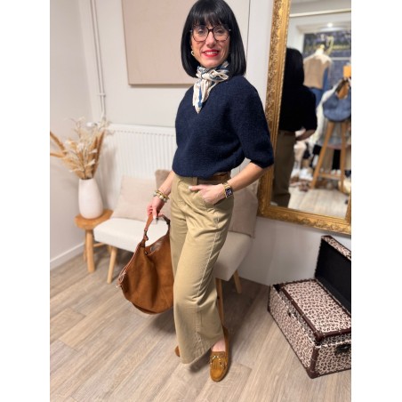 Pull sans manches col rond – Pull femme rose, écru ou bleu marine