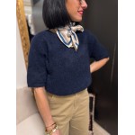 Pull sans manches col rond – Pull femme rose, écru ou bleu marine