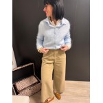 Gilet beige/bleu col montant – Femme | Melle Jeanne