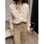 Chemise écru à fleurs bleues – Femme | Boutique Melle Jeanne