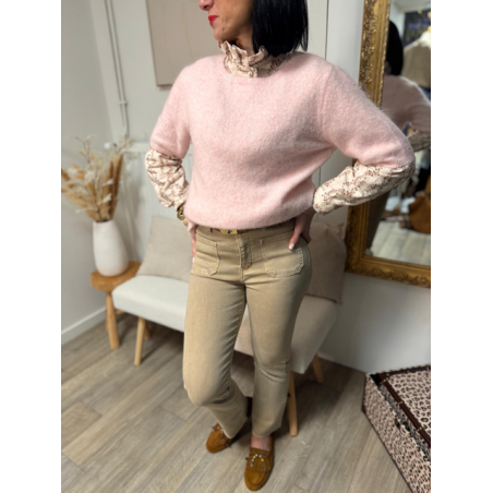 Jean beige/jaune/brut femme à poches devant – Tendance | Melle Jeanne