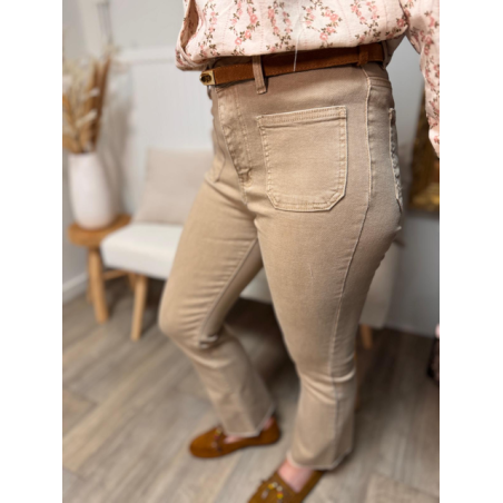 Jean beige/jaune/brut femme à poches devant – Tendance | Melle Jeanne