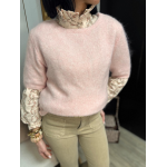 Pull sans manches col rond – Pull femme rose, écru ou bleu marine