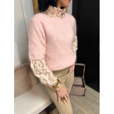 Pull sans manches col rond – Pull femme rose, écru ou bleu marine