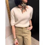 Pull sans manches col rond – Pull femme rose, écru ou bleu marine