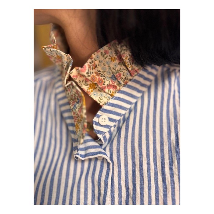 Chemise à rayures col fleuri – Femme | Melle Jeanne