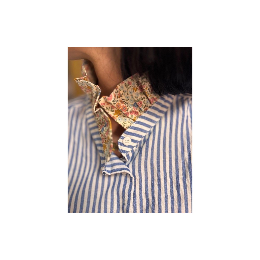 Chemise à rayures col fleuri – Femme | Melle Jeanne