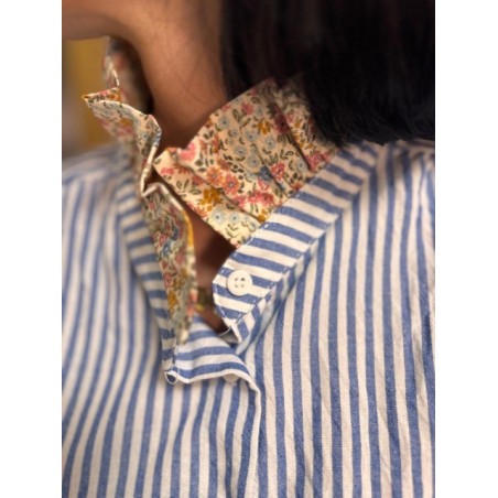 Chemise à rayures col fleuri – Femme | Melle Jeanne