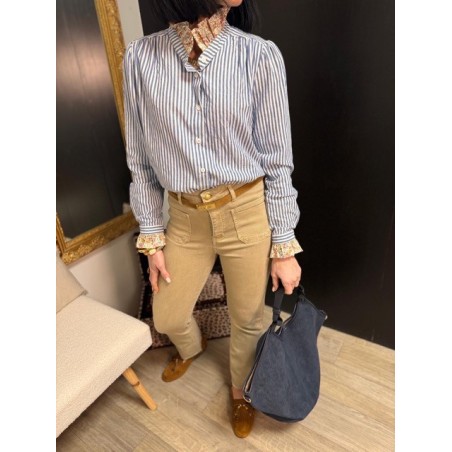 Chemise à rayures col fleuri – Femme | Melle Jeanne