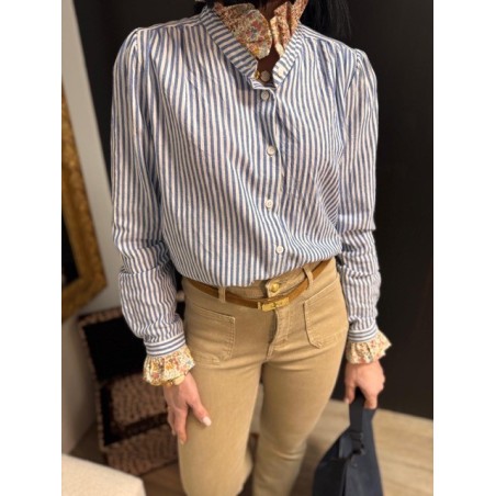 Chemise à rayures col fleuri – Femme | Melle Jeanne