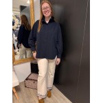 Chemise bleu marine col victorien 100% coton – Chemise femme élégante